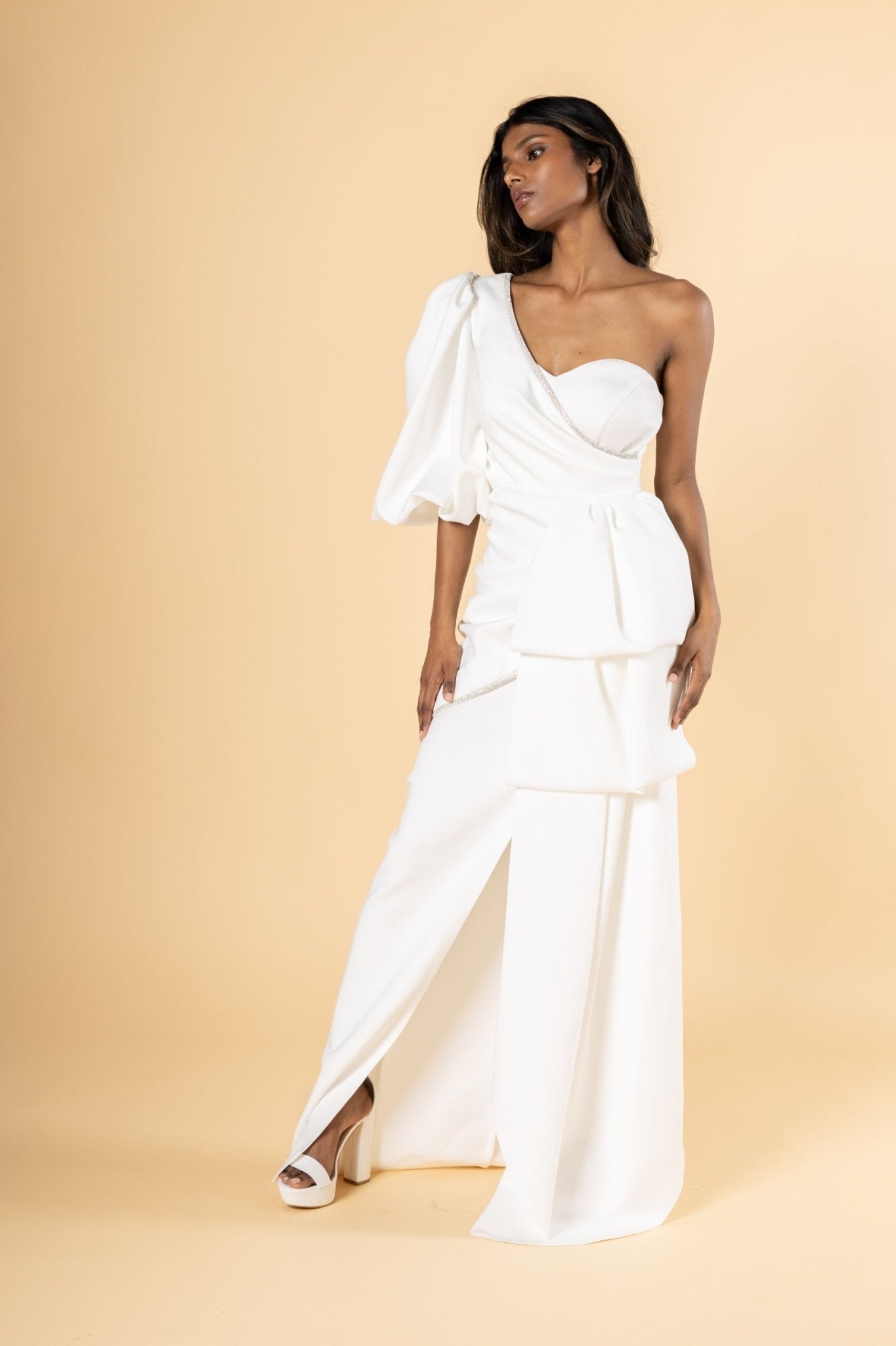 Astral Mono - Sleeve White Dress - House of Banke