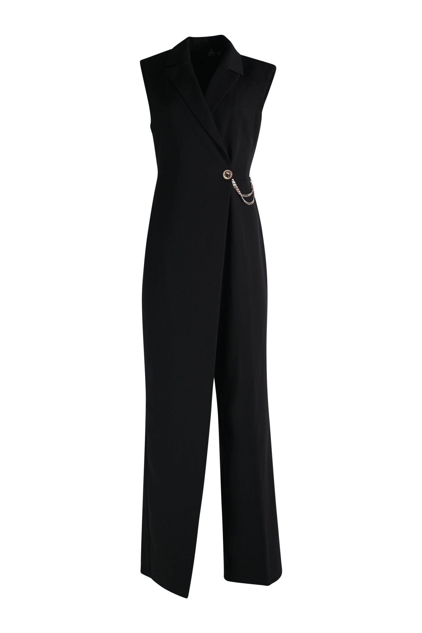 The Femme Fatale Sleeveless Jumpsuit — Noir (Black) - House of Banke