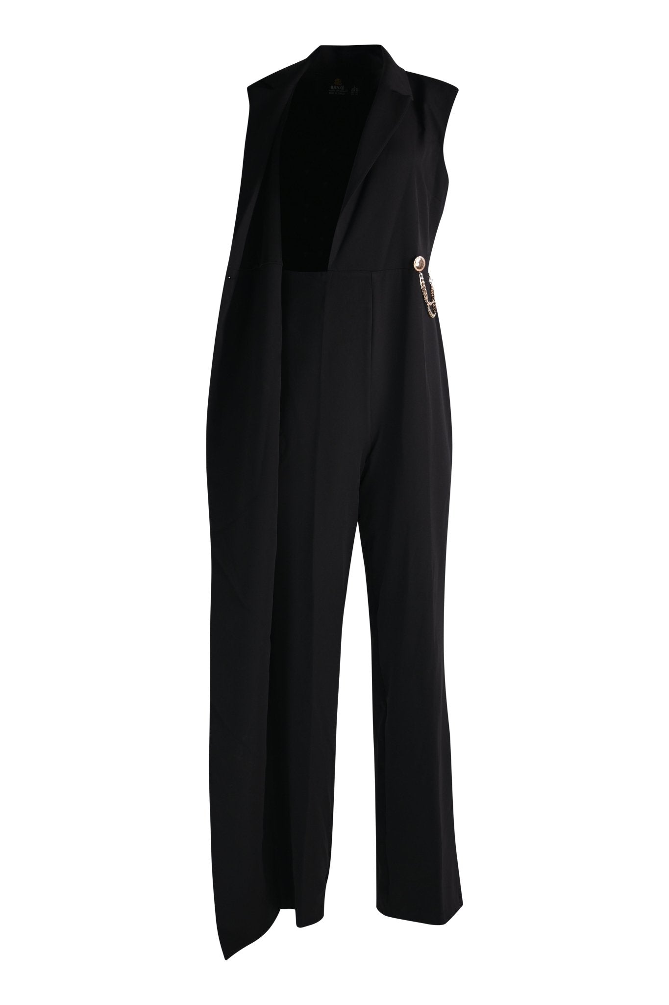 The Femme Fatale Sleeveless Jumpsuit — Noir (Black) - House of Banke