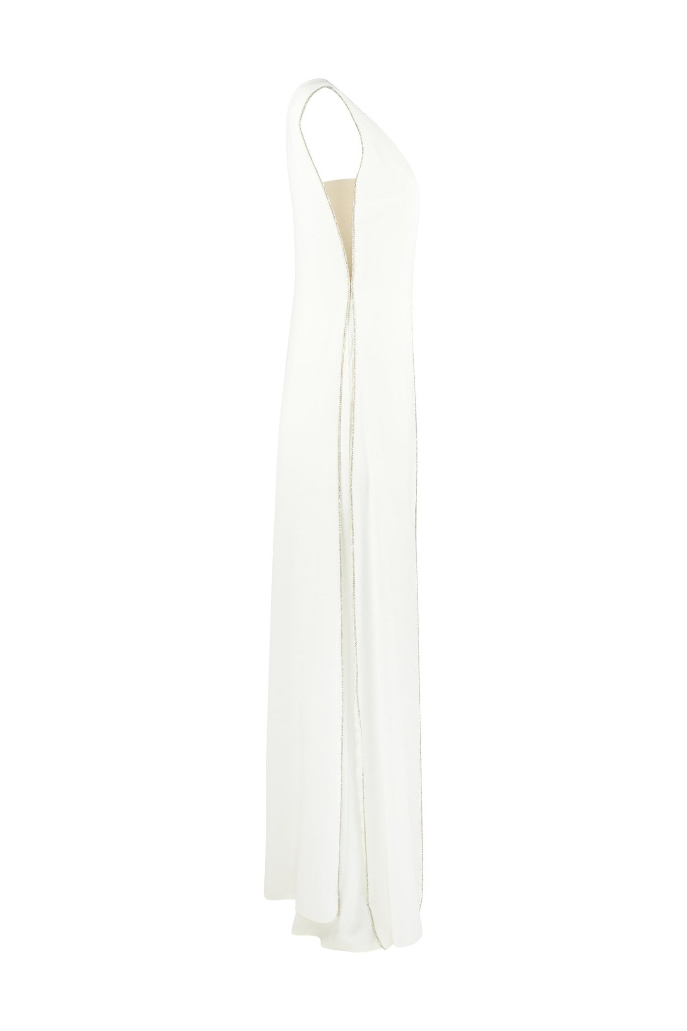 Cascade Jumpsuit - Elegant White Evening Jumpsuit with Sheer Overlays - House of Banke