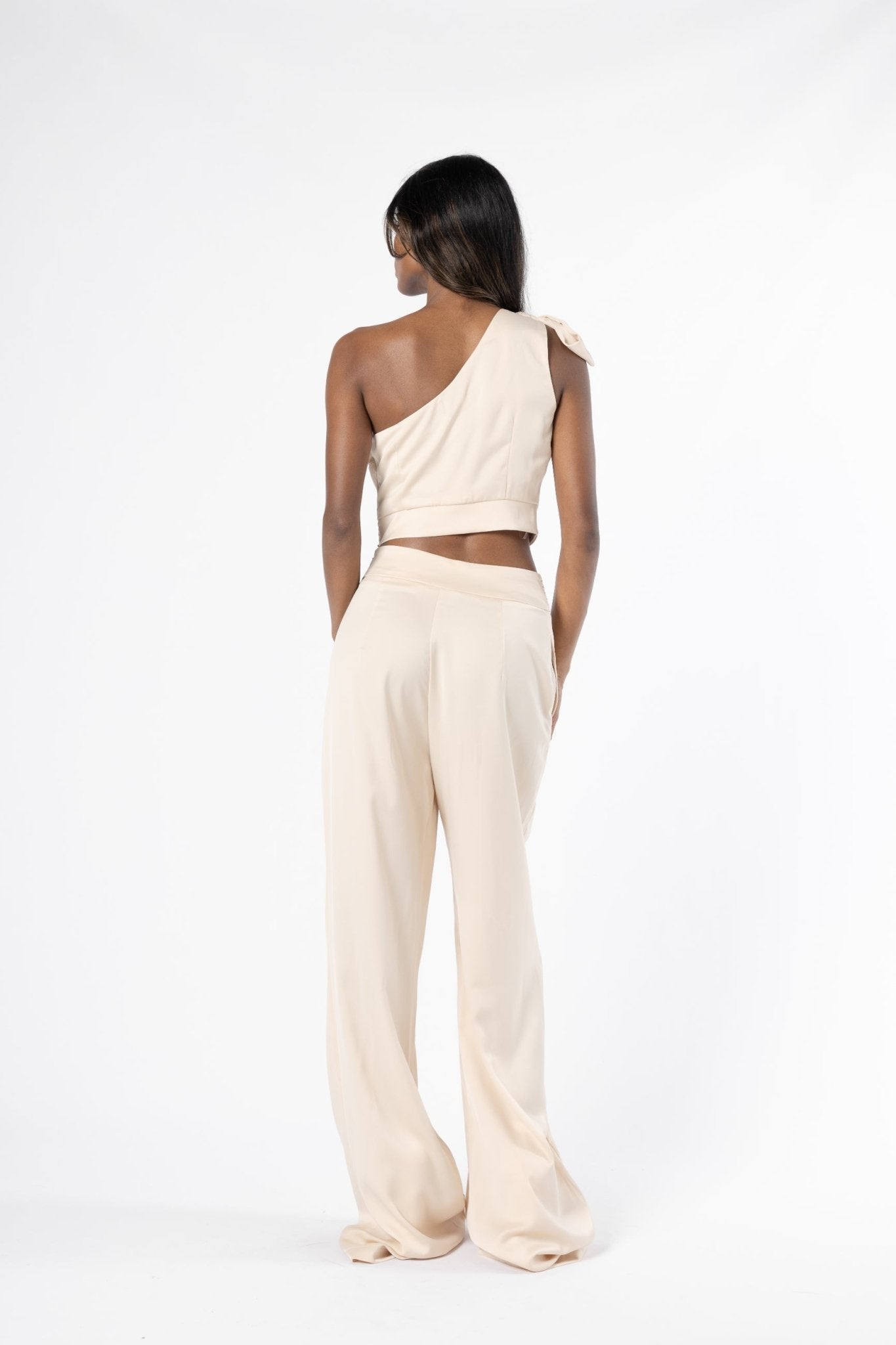 Etheral Co - ord Set - One-Shoulder Crop Top and Wide-Leg Pants | House of Banke