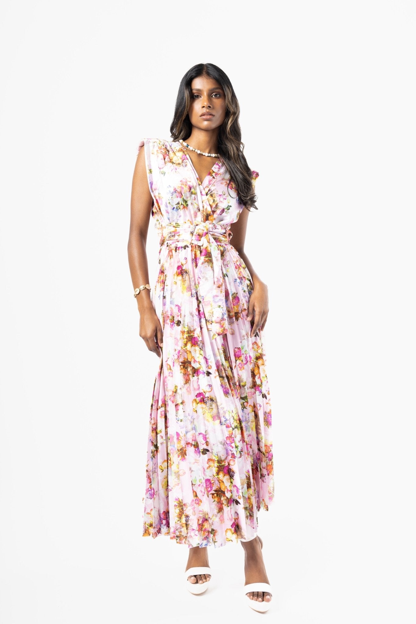 Flora Pleated Midi Dress - House of Banke