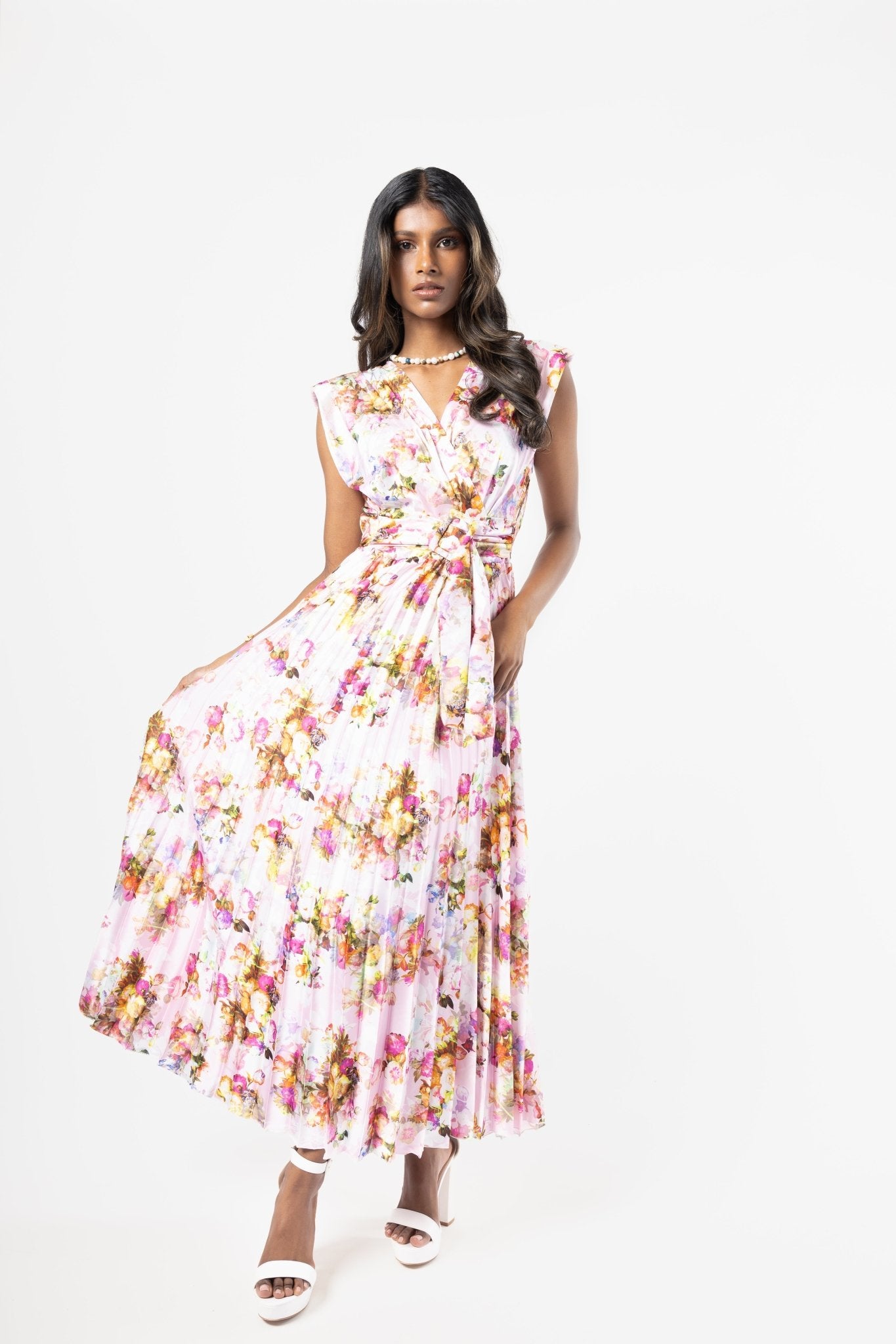 Flora Pleated Midi Dress - House of Banke