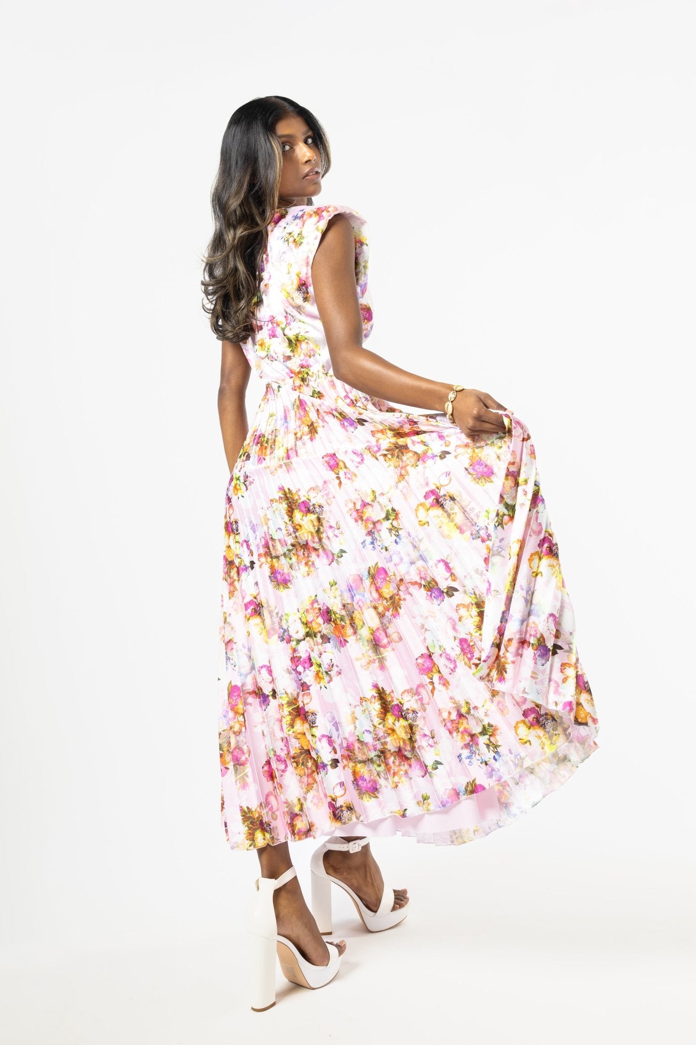 Flora Pleated Midi Dress - House of Banke