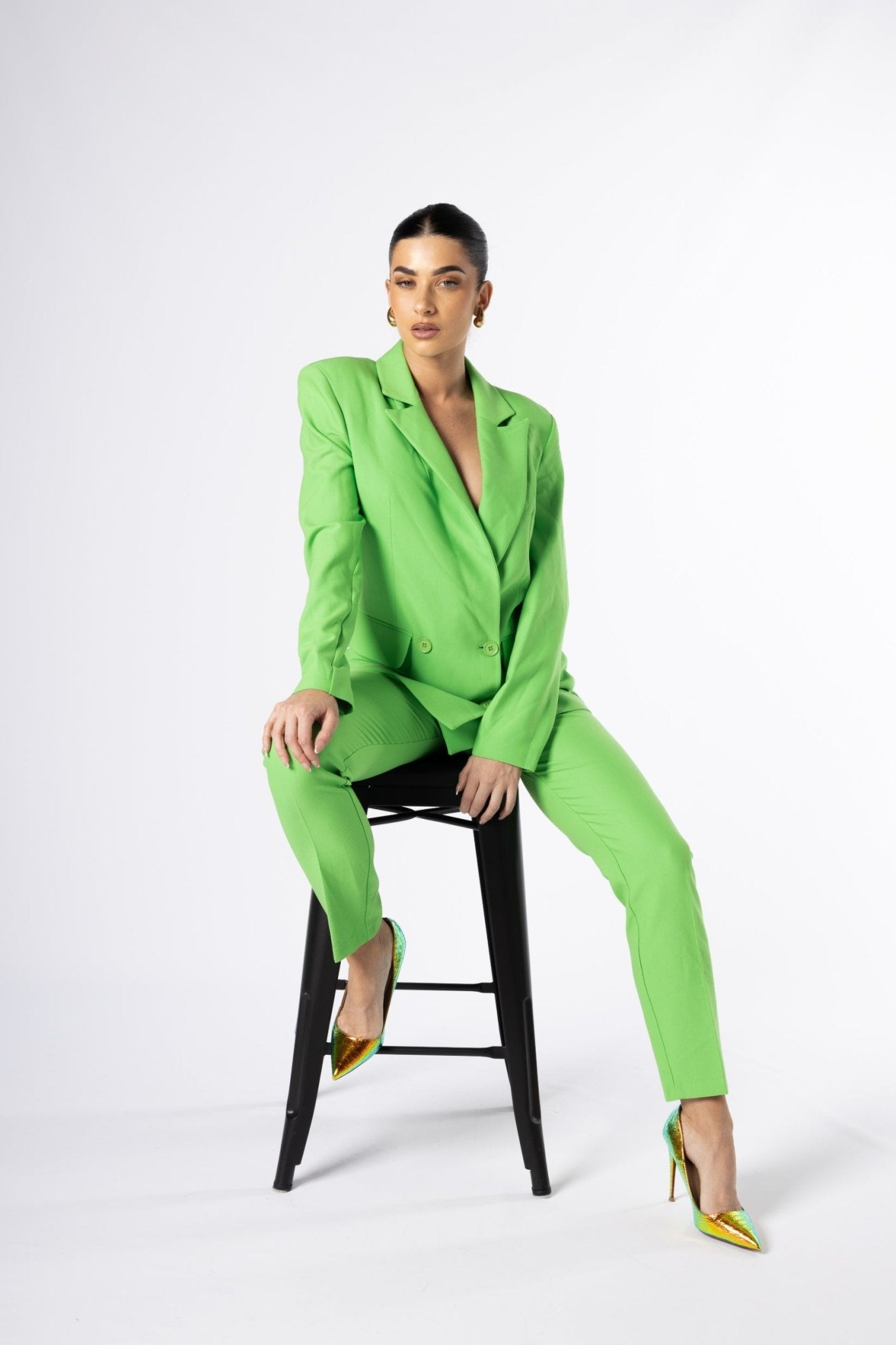 Gone Rogue Lime Green Blazer Set - House of Banke
