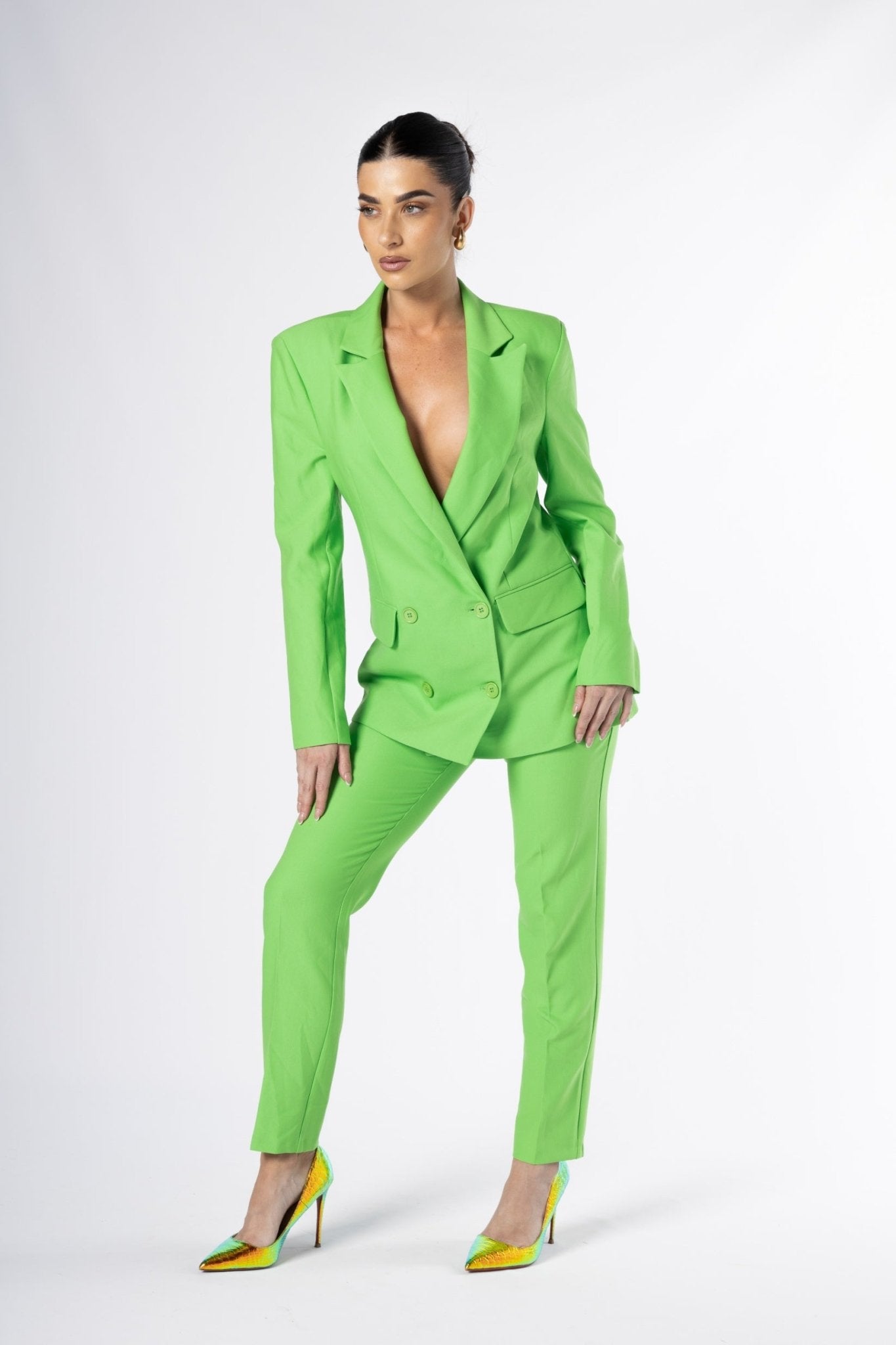 Gone Rogue Lime Green Blazer Set - House of Banke