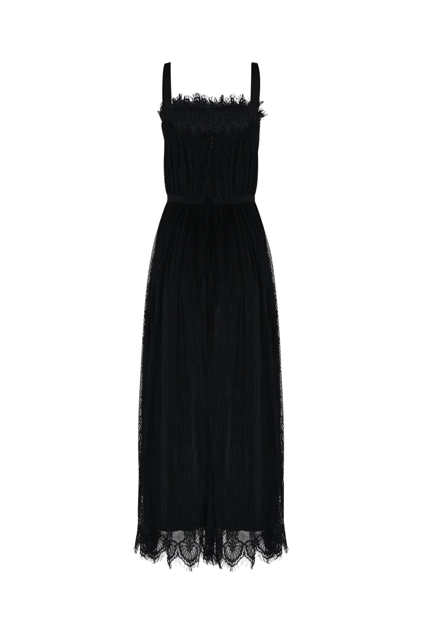 Laurel Chantilly Black Lace Corset Midi Dress - House of Banke