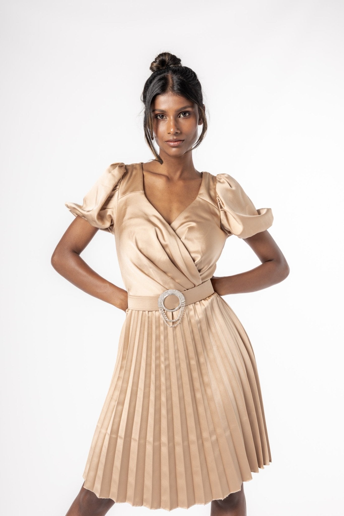 Serénité Belted Dress - Beige - House of Banke
