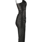 Noir Asymmetric Hem Cowl Dress - House of Banke