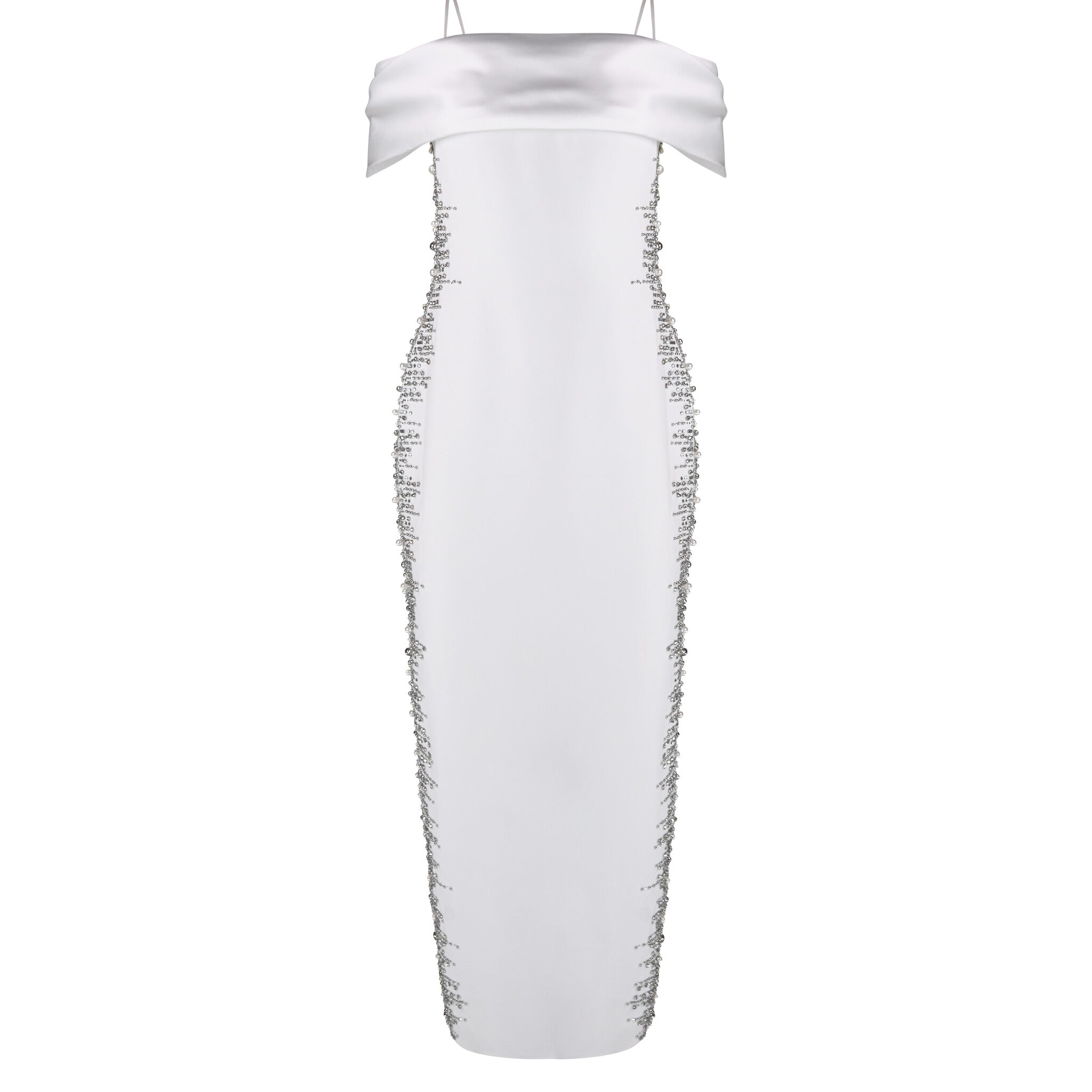 Ivory Sculpted Embellished Gown - House of Banke