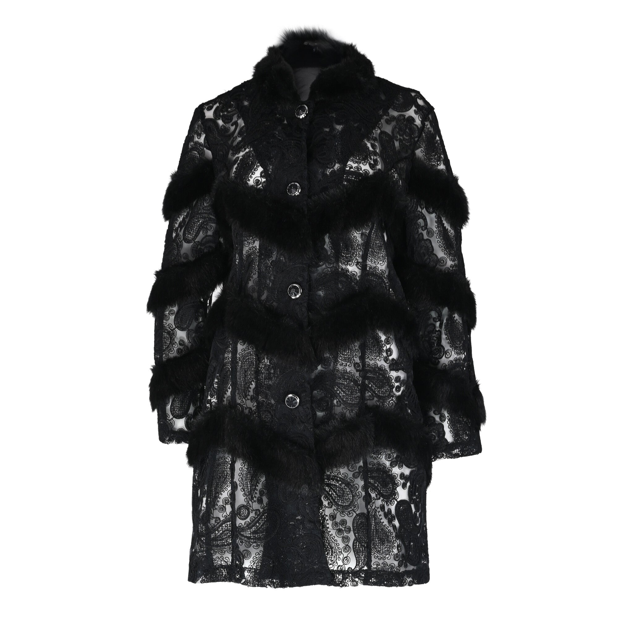 Alexander Lux Fur - trimmed lace coat - House of Banke