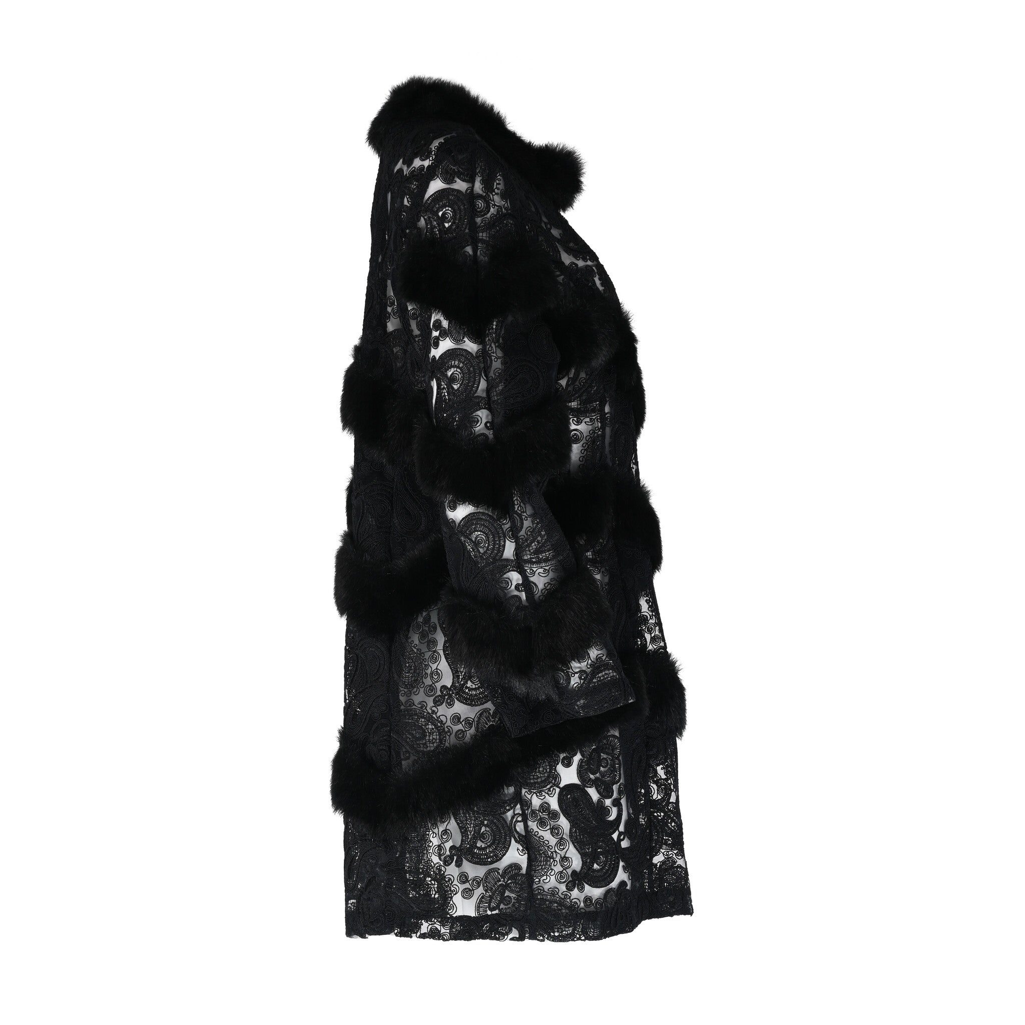 Alexander Lux Fur - trimmed lace coat - House of Banke