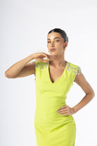 Chartreuse yellow bodycon dress, perfect sun dress for summer and semi formal events