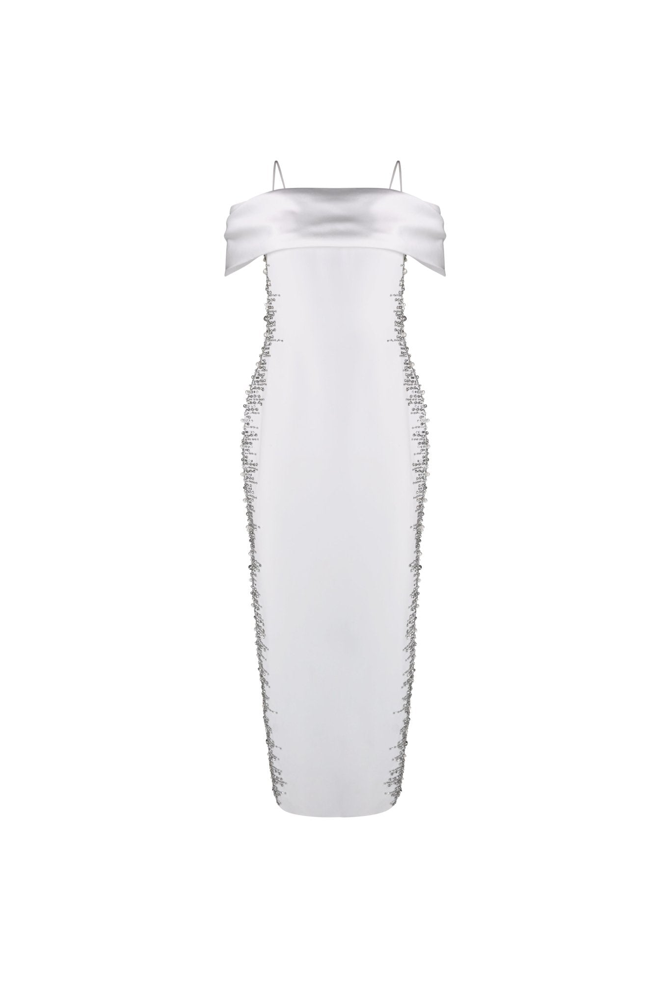 Champagne Blush/Beige Sculpted Embellished Gown - House of Banke