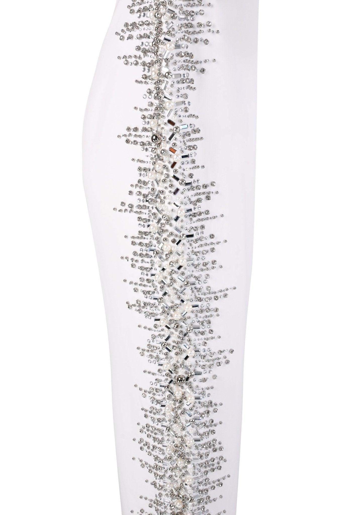 Ivory Sculpted Embellished Gown - House of Banke
