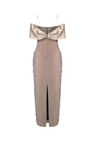 Ivory Sculpted Embellished Gown - House of Banke