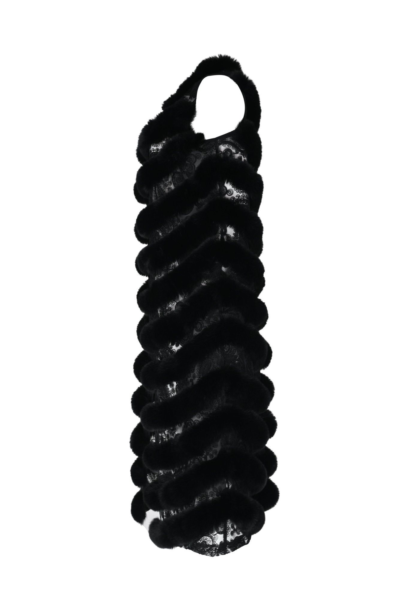 Noir Sheer Feathered Poncho - House of Banke