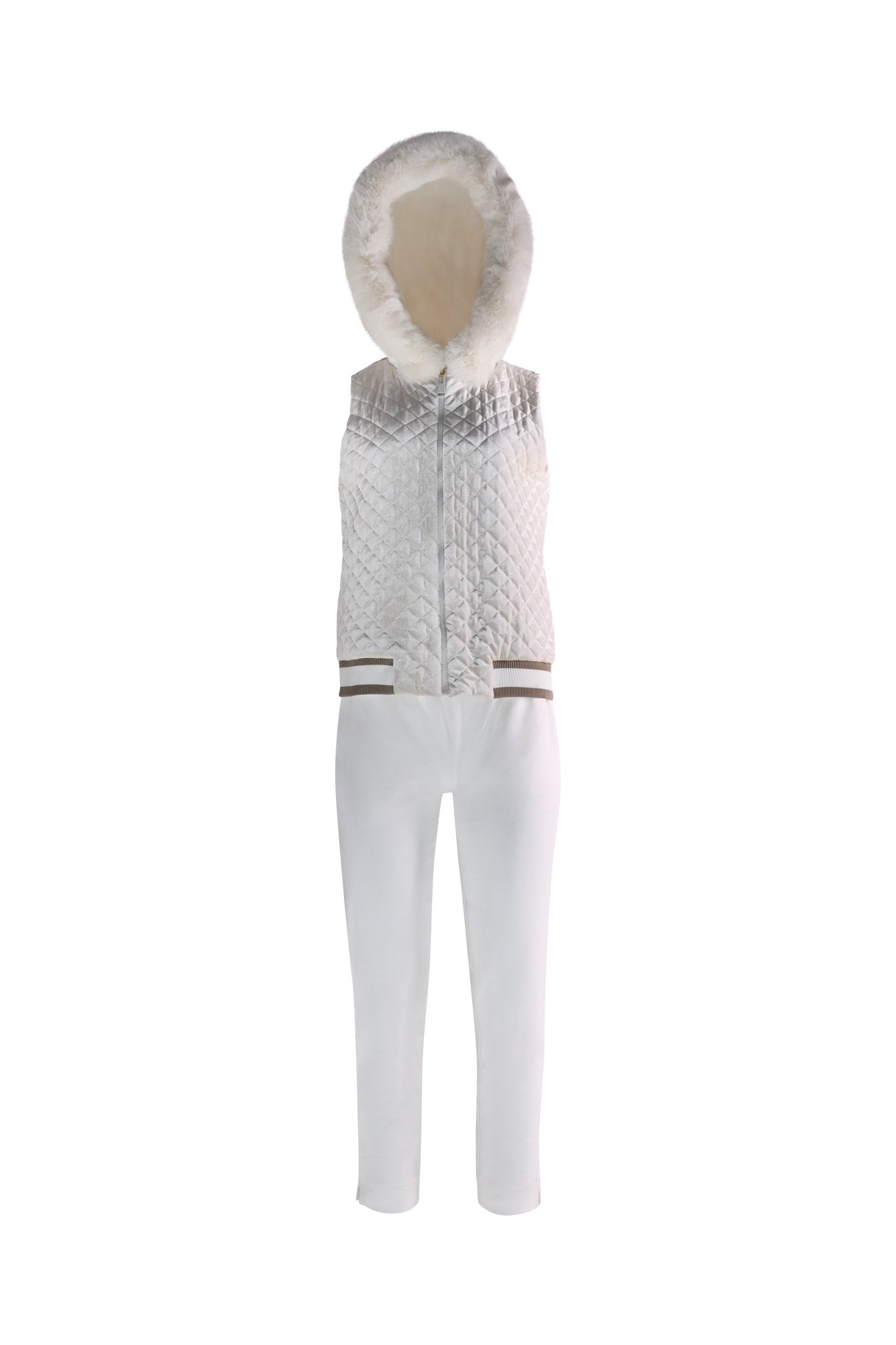 Snowbloom Quilted Hoodie Vest – Ivory - House of Banke
