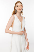 Cascade Jumpsuit Elegant White Evening Jumpsuit - House of Banke
