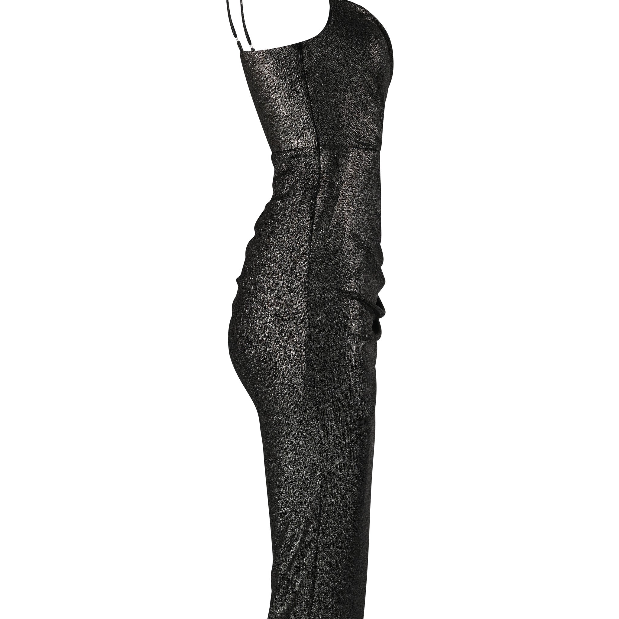 Noir Asymmetric Hem Cowl Dress - House of Banke
