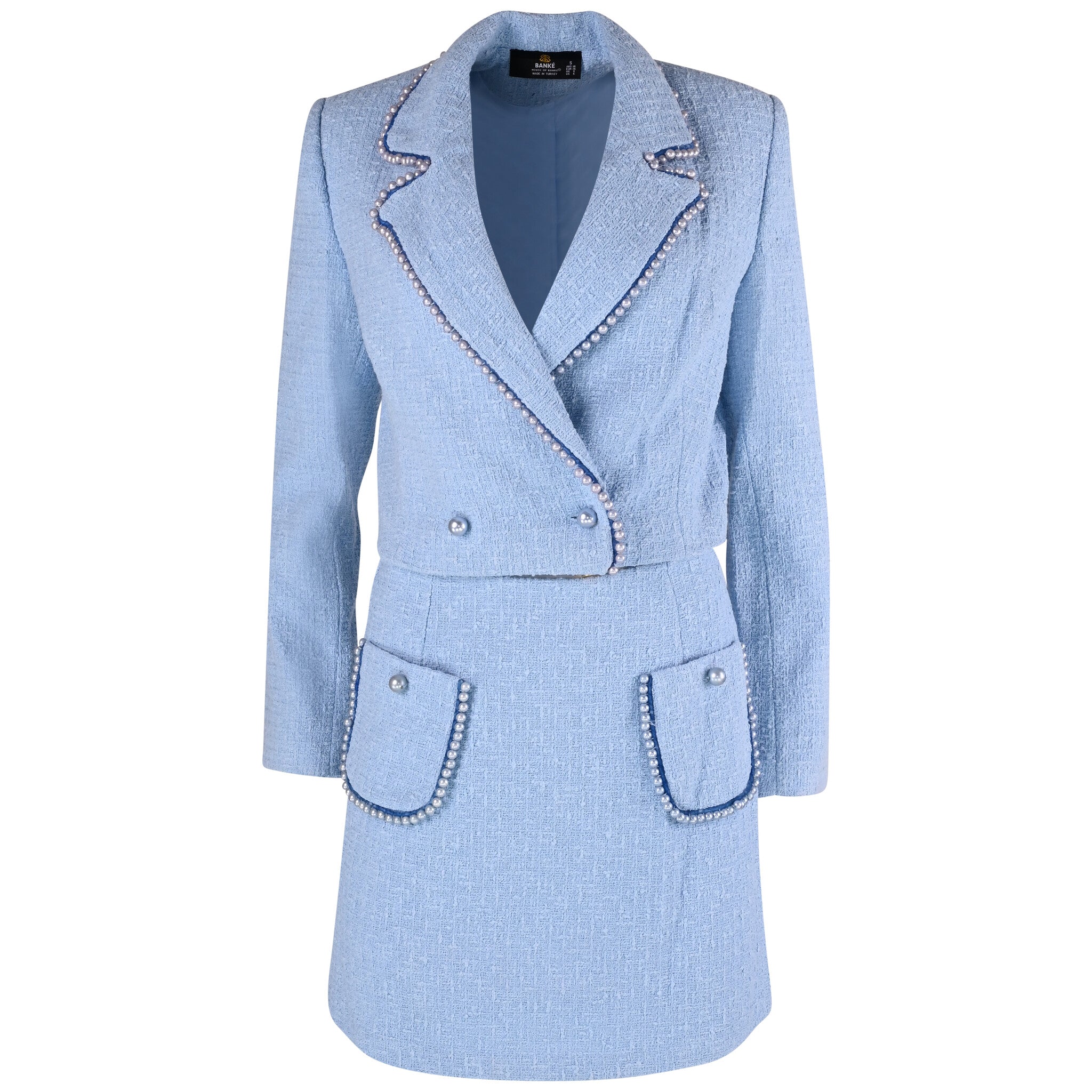 Mira Tweed Blue Suit - House of Banke