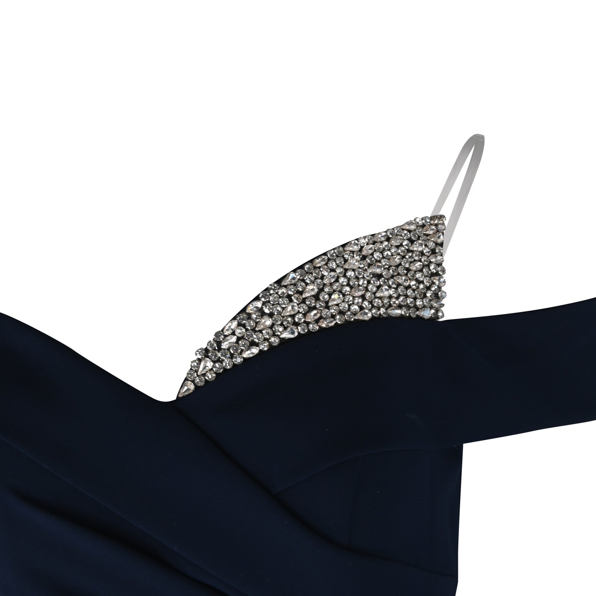 Navy Crystal - Drape Evening Gown - House of Banke